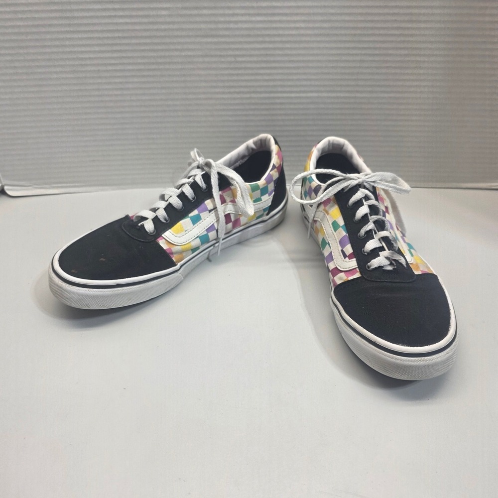 Vans Old Skool Rainbow Checkerboard Black Sneakers‎ Skate US Missy 6.0 500714